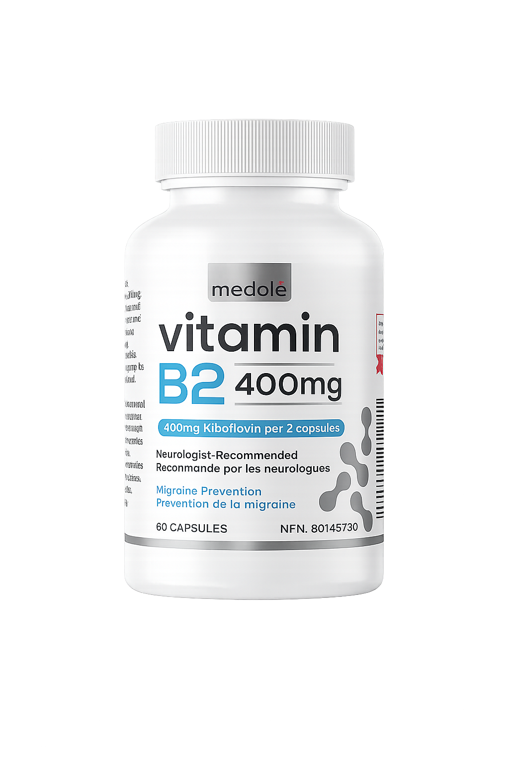 Vitamin B2 400mg for Migraine Prevention (120 Capsule / 2 Month Supply)
