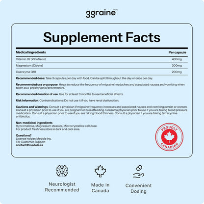 3graine Neurologist-Recommended Daily Migraine Prevention Supplement