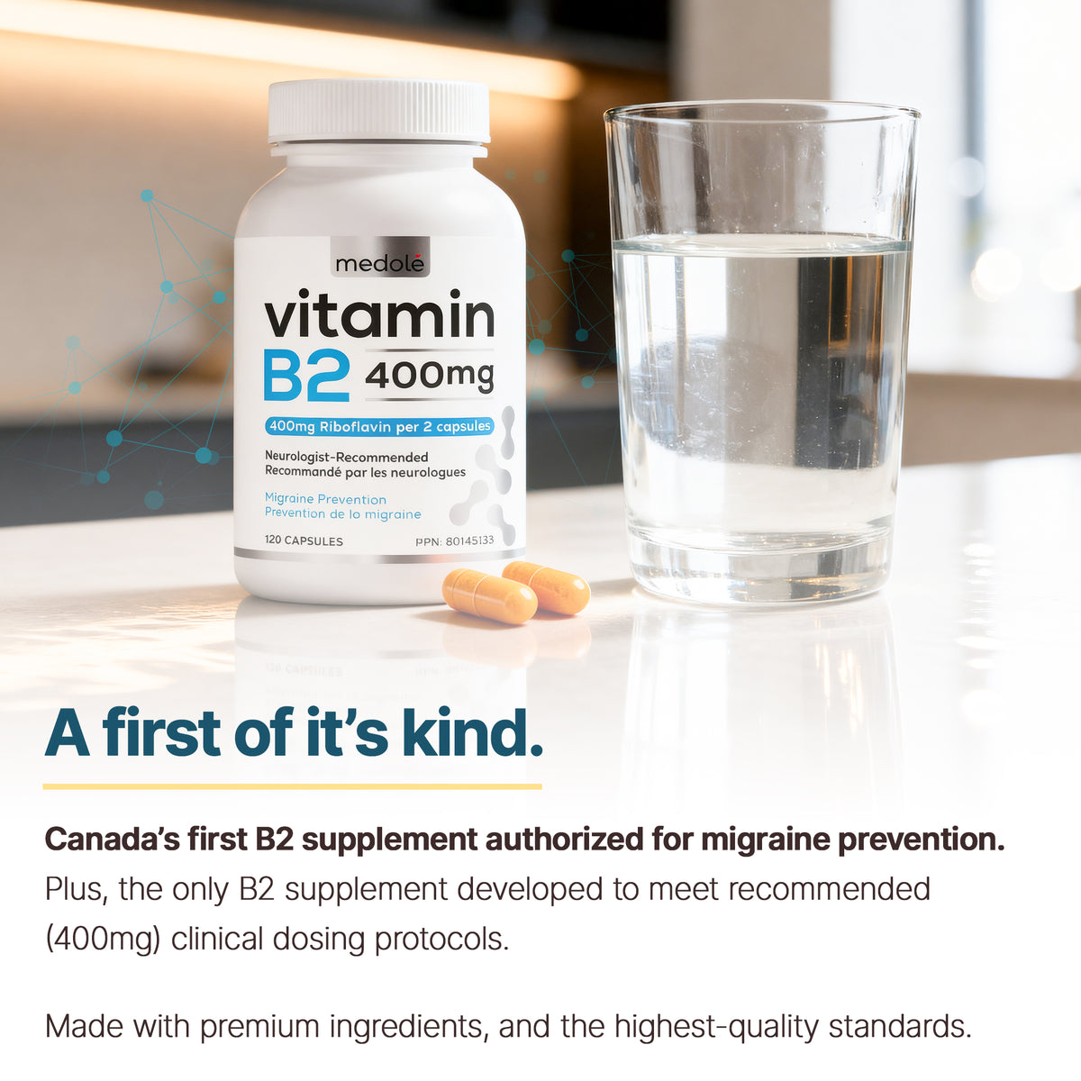 Vitamin B2 400mg for Migraine Prevention (120 Capsule / 2 Month Supply)